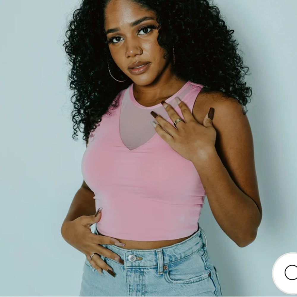 Pink Mesh Brami Crop